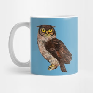 Great Horned Owl Wise Vintage Illustration Birders Graphic Bird Watchers Mug